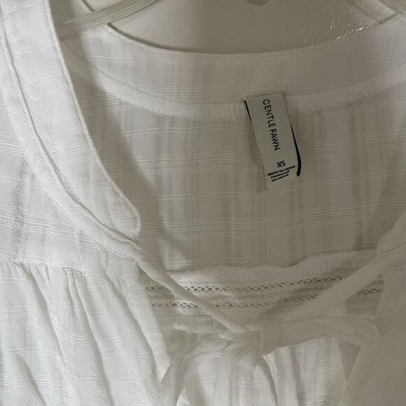 Gentle Fawn gauze long sleeve white tie collar blouse top size XS - Picture 2 of 4